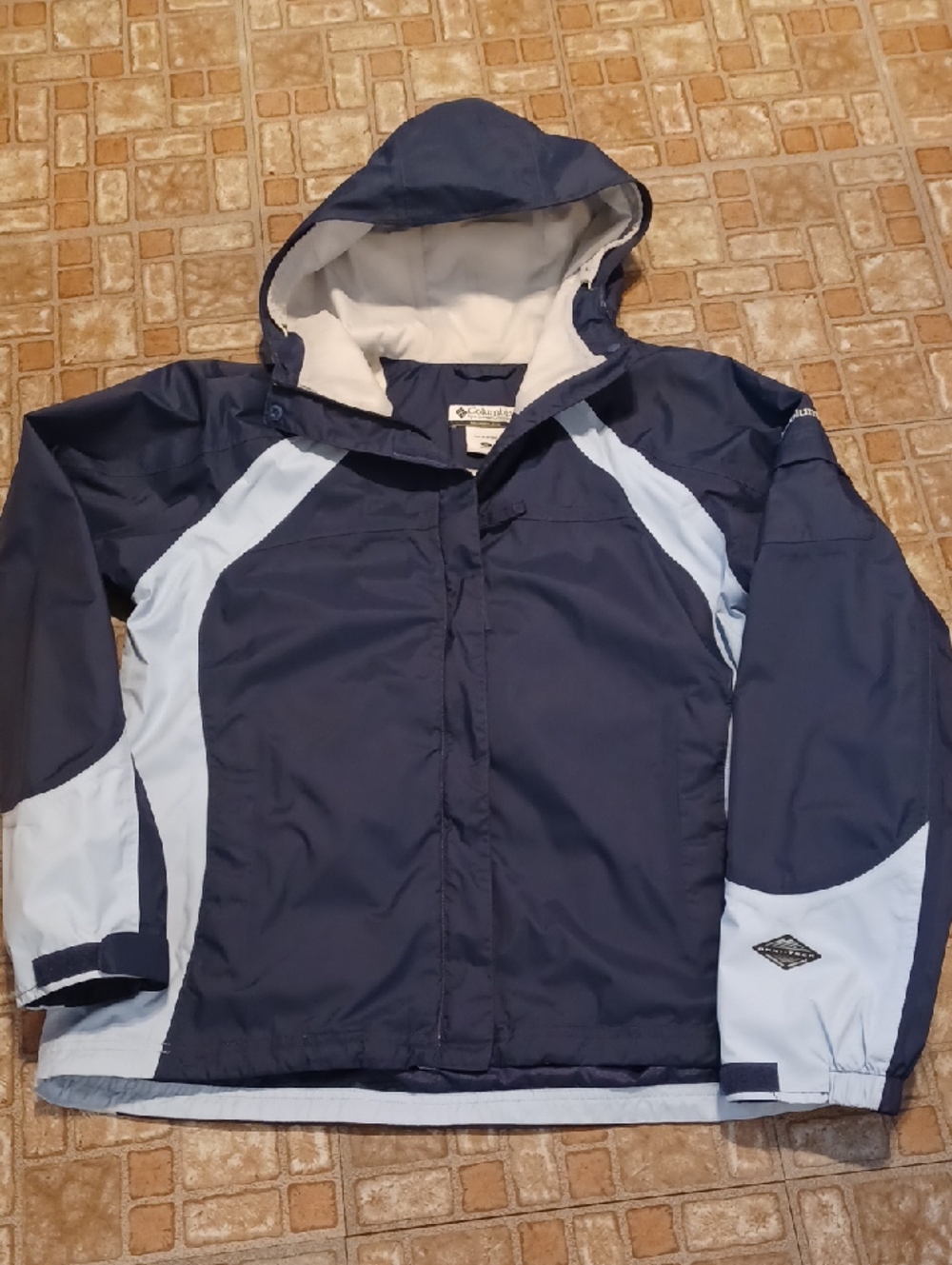 Columbia Navy and Light Blue Hooded Shell Jacket